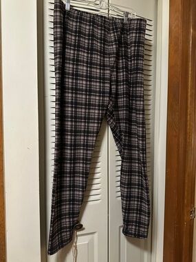 Plaid Elastic Waist Trousers in Brown  and White